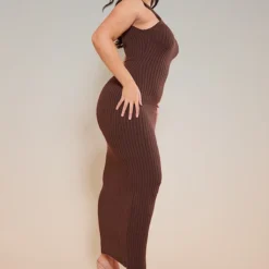 Plus Robe Longue En Maille Tricot Chocolat à Dos Nageur échancré -Jolie Vêtue Soldes Magasin 0017c200a9c00bbb420aaa4d69fdcc019a0ea2b1 cnc2794 3