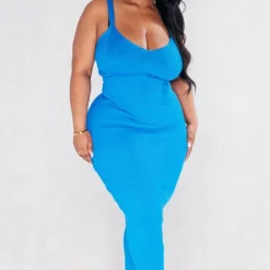 Plus Robe Longue En Maille Tricot Bleu Vif -Jolie Vêtue Soldes Magasin 002ffbefea042bacf8eb1baa4325a2473d228f10 cnd2863 3