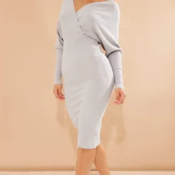 Robe Pull Cache-coeur Grise à épaules Dénudées -Jolie Vêtue Soldes Magasin 003da5f834f63dfc8cfb7eccd49858fae3d62aae cmu0239 4