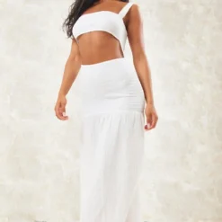 Robe Longue Découpée Blanche En Maille Texturée Contrastante -Jolie Vêtue Soldes Magasin 0062cb878c392260923804c055de8ebb0b4f4793 cnd5495 3