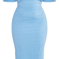 Plus Robe Mi-longue Texturée Bleue à Col Bardot -Jolie Vêtue Soldes Magasin 0063e93ef3ab3a12f8f6c7529b0e553d20f9fc8f cnd2789 5