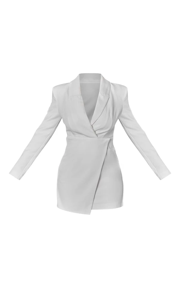 Label PLT Robe Blazer Tissée Blanche à Jupe Portefeuille 6 Label PLT Robe Blazer Tissée Blanche à Jupe Portefeuille – Image 4
