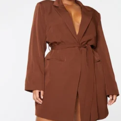 Plus Robe Blazer Chocolat à Taille Nouée -Jolie Vêtue Soldes Magasin 00aa0613b736a925d98f76f483ab7c0dcba6ba82 cmt2412 4