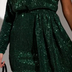 Robe Moulante Asymétrique En Sequins Vert émeraude Effet Drapé -Jolie Vêtue Soldes Magasin 00b3e2a5a49177ac8b73fcd65bfe7ec555d5d3a1 cnb3649 4