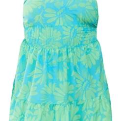 Plus Robe Droite En Popeline Verte Fleurie Froncée -Jolie Vêtue Soldes Magasin 00e3f76a4aac003616a7e1e028dc0abd0a037119 cne4147 5