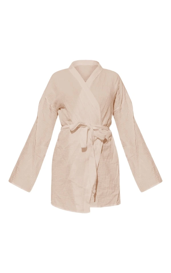 Label PLT Robe De Chambre Texturée Café Au Lait à Nouer Sur La Taille 7 Label PLT Robe De Chambre Texturée Café Au Lait à Nouer Sur La Taille – Image 5