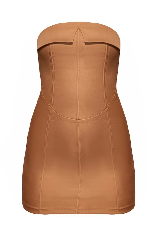 Robe Moulante Bustier Tissée Camel à Détail Corset Replié 7 Robe Moulante Bustier Tissée Camel à Détail Corset Replié – Image 5