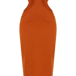 Robe Longue Bustier En Effet Lin Rouille Découpée Sur Les Côtés -Jolie Vêtue Soldes Magasin 01eba6008e787f8886b2185eb7f93a8b07e98375 cnd5904 5