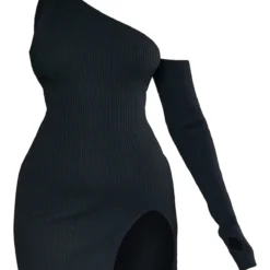 Mini Robe En Maille Tricot Côtelée Noire Asymétrique à Fente -Jolie Vêtue Soldes Magasin 027ffccaabf238d7c9c3ede1dc15579ed37bc9a7 cnb6421 5