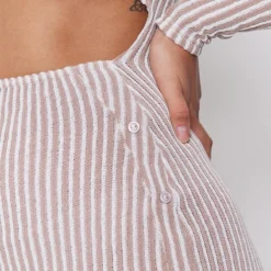 Robe Moulante Boutonnée En Maille Côtelée Marron à Rayures Et Col -Jolie Vêtue Soldes Magasin 02ae37287d9efe0c1017956f6df71893f5739998 cnd5503 4