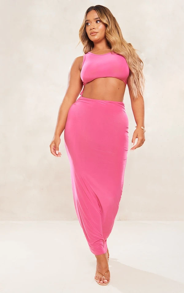 Shape Robe Moulante Longue Rose Vif à Devant Découpé 5 Shape Robe Moulante Longue Rose Vif à Devant Découpé – Image 3