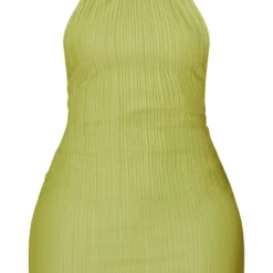 Shape Robe Moulante Vert Citron Plissée à Col Haut Et Dos Nu -Jolie Vêtue Soldes Magasin 031d368f58f91db3519480742a35c4234e6076cb cmy3169 6