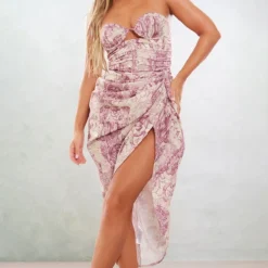 Robe Mi-longue Drapée Froncée Multicolore Imprimé Renaissance à Armatures -Jolie Vêtue Soldes Magasin 03249fda46ae86991e53c44a8689cd76d040fbaf cne1415 1