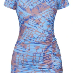 Robe Moulante Manches Courtes Froncée Bleue Imprimée Marbre à Découpe -Jolie Vêtue Soldes Magasin 0336ecaa10d84170b8489e04bf523fcf8b4d51f4 cmt3811 6