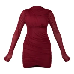 Robe Moulante En Mesh Drapé Prune Foncé à Col Montant Et Fronces -Jolie Vêtue Soldes Magasin 035b45728f4cf3fff40b6f3287f51bddae264e59 cnc2961 5