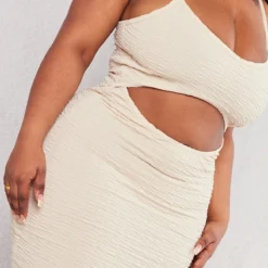 Plus Robe Mi-longue Texturée Gris Pierre à Découpe -Jolie Vêtue Soldes Magasin 03897243cb5510454b34bd67259ad8d17036ae8c cnd4971 4