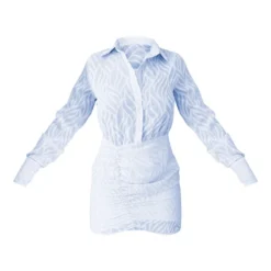 Robe Droite Texturée Transparente Bleu Ciel à Boutons Et Jupe Froncée -Jolie Vêtue Soldes Magasin 03fe4fd245407d65d02bbd1df9dfbcc8e914923b cnd5899 5
