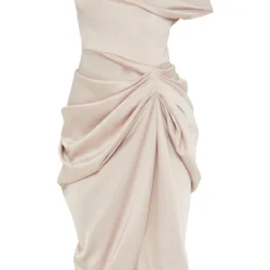 Robe Longue Satinée Champagne à Jupe Drapée Et épaules Dénudées -Jolie Vêtue Soldes Magasin 040c8c44ca8c85c962b2a6b421458435f2807e13 cmo6935 6