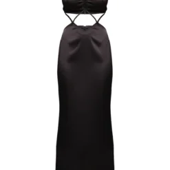 Robe Longue Satinée Noire à Bretelles Et Détail Croisé à La Taille -Jolie Vêtue Soldes Magasin 0463608749208bb0b3f6607c73fcef8aad902651 cnd0403 5