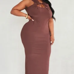 Plus Robe Mi-longue Moulante Chocolat Froncée -Jolie Vêtue Soldes Magasin 046bb32128b4cda9d89be8e92cf5bd9c27e0d9bf cnd5073 3