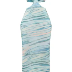 Shape Robe Longue Moulante Texturée Imprimée Bleue à Découpes -Jolie Vêtue Soldes Magasin 048f28a2e5965432e7b9a4e14bb179b2cda7bc18 cne0524 5