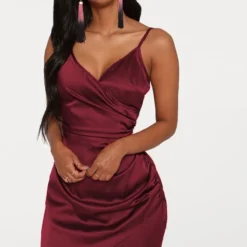 Shape - Robe Portefeuille Bordeaux Satinée