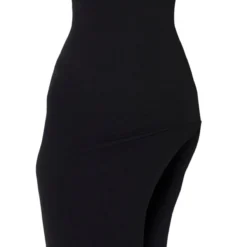 Robe Mi-longue Noire à Fente Sur Le Côté Et Manchettes -Jolie Vêtue Soldes Magasin 04dc8fb78b1e128fc6448fb054409edbf9e4cdb3 cmh3775 3