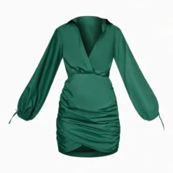 Robe Chemise Moulante Décolletée Vert Forêt Froncée à Manchettes Nouées -Jolie Vêtue Soldes Magasin 04dd415321a987873c173be902bbf7a6f6ec9a7e cnb9162 5