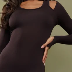 Robe Mi-longue En Jersey Chocolat à Bretelles Et Manches Longues -Jolie Vêtue Soldes Magasin 04e2f13528af1024f8a632a1b16fe3a3182ab2fc cnc2915 4