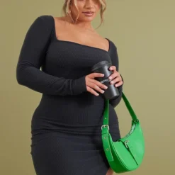 Shape Robe Mi-longue Côtelée Brossée Noire Fendue à Col Carré -Jolie Vêtue Soldes Magasin 04f87b87d46f83540cb8b358ffa5d254a7f2b1cd cnc4642 4