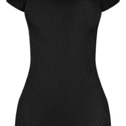 Robe Moulante Dos Nu Noire En Maille Côtelée Texturée à Mancherons -Jolie Vêtue Soldes Magasin 04ffde88ec859ad65378109b21e47b18eb5654a0 cnd8871 5