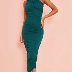 Tall Robe Mi-longue Moulante Vert émeraude à Manche Unique