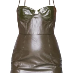 Robe Moulante Dos Nu En Similicuir Kaki Foncé à Détail Bonnets -Jolie Vêtue Soldes Magasin 05dfebfe12babebd570b1c023d80963fe2d3efd2 cnb9251 5