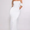 Robe-corset Longue Blanche à Dos Nu Découpé Et Col Bardot