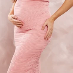 Maternité Robe De Grossesse Bustier Longue Rose Tendre à Fronces -Jolie Vêtue Soldes Magasin 0648a8cde8e2ef39e00c07c825d9e57454d527bc cnd3075 4