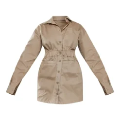 Robe Chemise En Maille Sergée Sable à Poches Frontales Et Taille élastique -Jolie Vêtue Soldes Magasin 065ee942b1f6fb4062055872dacaab3b51267659 cna3024 5