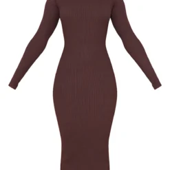 Longue Robe Moulante En Maille Chocolat à Col Montant -Jolie Vêtue Soldes Magasin 0664dedd56891918b49e0969c7d2fcccb9babe16 cmt4189 6