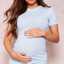 Logic Maternité Robe De Grossesse Mi-longue En Maille Côtelée Bleu-gris à Manches Courtes -Jolie Vêtue Soldes Magasin 06a9ef6d5887ec159576d8561d596f9ca3a2cab2 cne8199 4