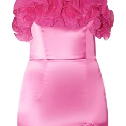 Robe Moulante Satinée Rose Vif à Bretelles Volantées En Organza -Jolie Vêtue Soldes Magasin 06ef81664441451847ca1db1eb19c535da90c669 cnb3640 5