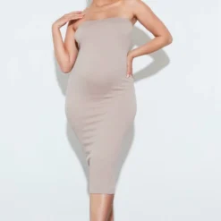 Maternité Robe De Grossesse Bandeau Moulante Côtelée Gris Pierre -Jolie Vêtue Soldes Magasin 0823ea07cef06887a4a0419dacbd4e66ec44531e cnc9957 3