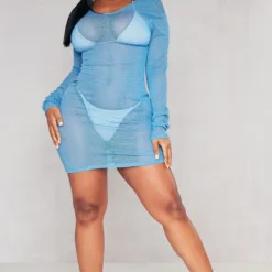 Shape Mini Robe Bleue En Résille Pailletée à Dos Nu Et Manches Longues -Jolie Vêtue Soldes Magasin 083829a4bcea7ecc3b3d7576980ec9fb507381c4 cnd2736 3