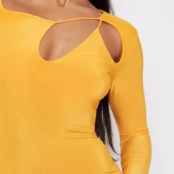 Logic Robe Très Moulante Orange à Découpes Multiples Et Manches Longues -Jolie Vêtue Soldes Magasin 084c861cdd4b32bf653d817a00d6456b4fff505e cmz5875 5