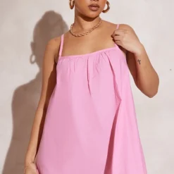 Petite Robe Babydoll En Coton Et Mousseline De Soie Rose Bonbon