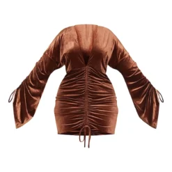 Plus Robe Moulante Chocolat En Velours à Décolleté Plongeant Et Fronces -Jolie Vêtue Soldes Magasin 087a9abf379b4dab4c500c85a85c90379cac7dc0 cmu1343 6