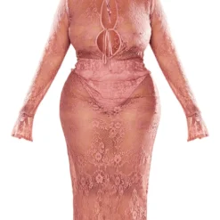 Plus Robe Mi-longue En Dentelle Rose à Découpes -Jolie Vêtue Soldes Magasin 08b10d065c886f35274e5f27f2bd036de92e447e cnc7297 5