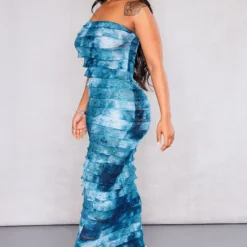 Shape Robe Longue Bustier Ombrée Bleue à Ourlet Volanté -Jolie Vêtue Soldes Magasin 08b4288838da2603af518833b4934bdfa0d97f29 cne3547 3