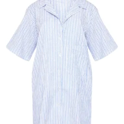 Robe Chemise Texturée Rayée Bleue à Manches Courtes Et Poche -Jolie Vêtue Soldes Magasin 08b560d9d2f9389f66d9fd0e92231799ddd919d7 cne8552 5