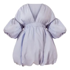 Plus Robe Droite Bleu Cendré Bouffante à Manches Ballon -Jolie Vêtue Soldes Magasin 0967c3a0164a2d5ba6cfe97f52684c69a05bbc92 cmy4336 6