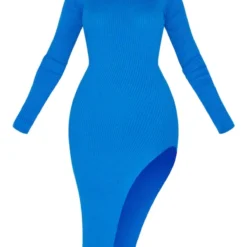 Robe Mi-longue En Maille Bleue à Col Roulé -Jolie Vêtue Soldes Magasin 099347d0d9ba26552c762123cb96ef8e798ae3cc cnb1374 5