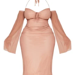 Plus Robe Mi-longue En Mesh Froncé Mauve Détail Buste Et Manches -Jolie Vêtue Soldes Magasin 09a61752884855a1f3778316c344296bbc433854 cna9992 5
